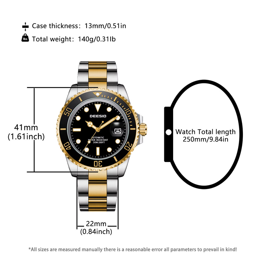 Deesio Armbanduhr Automatik, Edelstahl, Schwarz, Herren - Bild 5