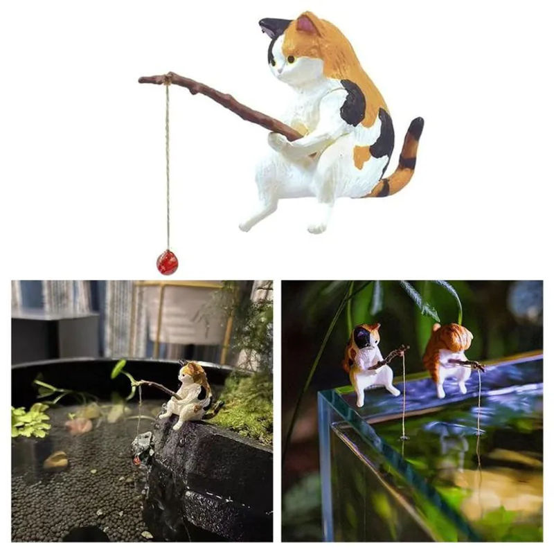 Mango Event Aquarium Dekoration Mini Katzen Statue aus Kunstharz in Mehrfarbig - Bild 2