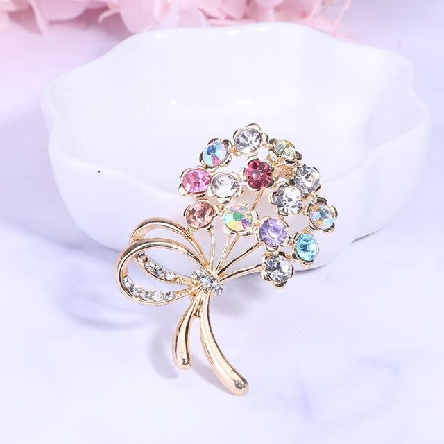 Brosche Kristall Strass Zweige und Blätter, Damen, weiß - Bild 1