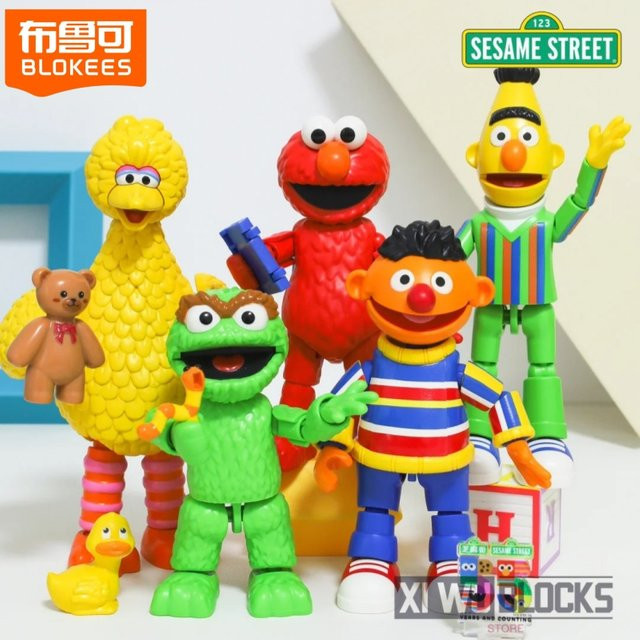 BLOKEES Sesamstraße Bausteine Set mit Big Bird, Cookie Monster, Bert und Ernie als bewegliche Figuren in Mehrfarbig - Bild 1