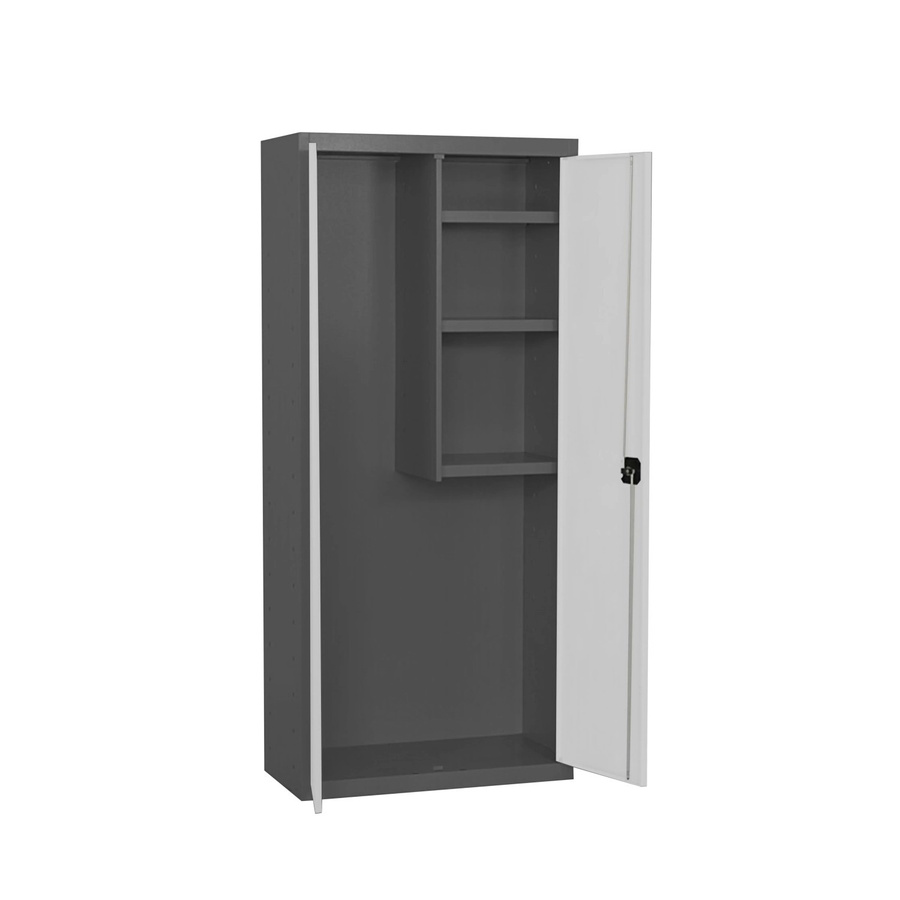 PROREGAL Putzmittelschrank AMEGO Metallschrank mit Schloss und 3 Fachböden, Farbe Weiß-Anthrazit, H x B x T: 180 x 80 x 40 cm - Bild 2