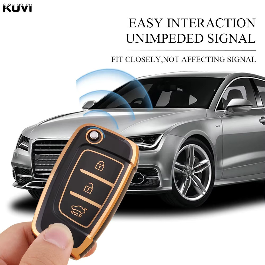 Kuvi TPU Auto Flip Schlüsselhülle für Hyundai Elantra Solaris Tucson i30 i35 i40 KONA Genesis Santa Fe Azera - Bild 4