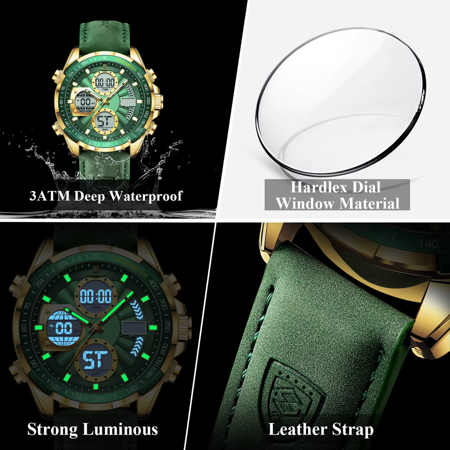 POEDAGAR Armbanduhr, Digitaluhr, Quarz, Blau, Silber, Herren - Bild 4