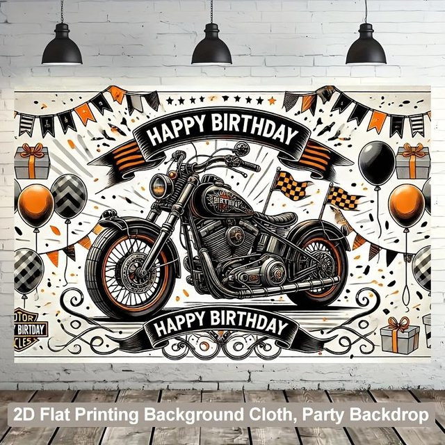 Motorrad Wandteppich JMG Household Supplies im Vintage Design, Mehrfarbiger Wandbehang für Schlafzimmer und Biker-Partys, Breite: 150 cm, Höhe: 100 cm - Bild 1