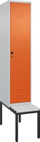 C+P Spind Classic PLUS Garderobenspind mit Sitzbank, 1 Abteil, Lichtgrau, B/T/H: 212,0 x 40,0 x 81,5 cm - Bild 1