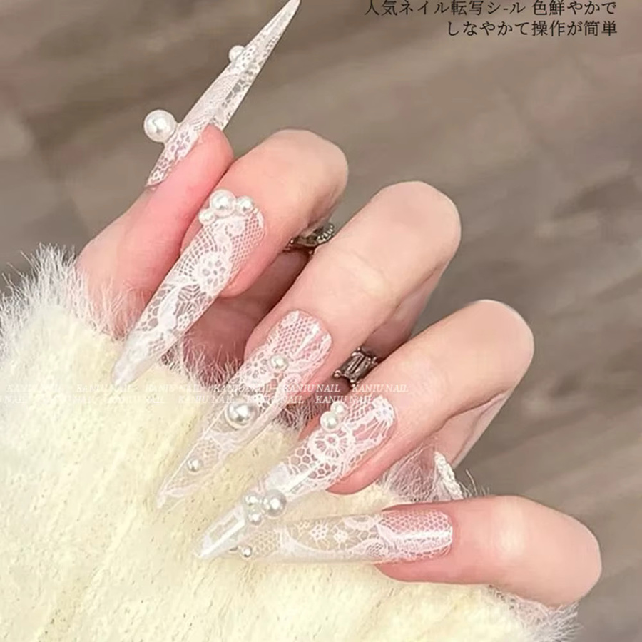 MingLee Nagelfolien Spitze, 10 Rollen, Schwarz Weiß, Nail Art Transferpapier - Bild 5