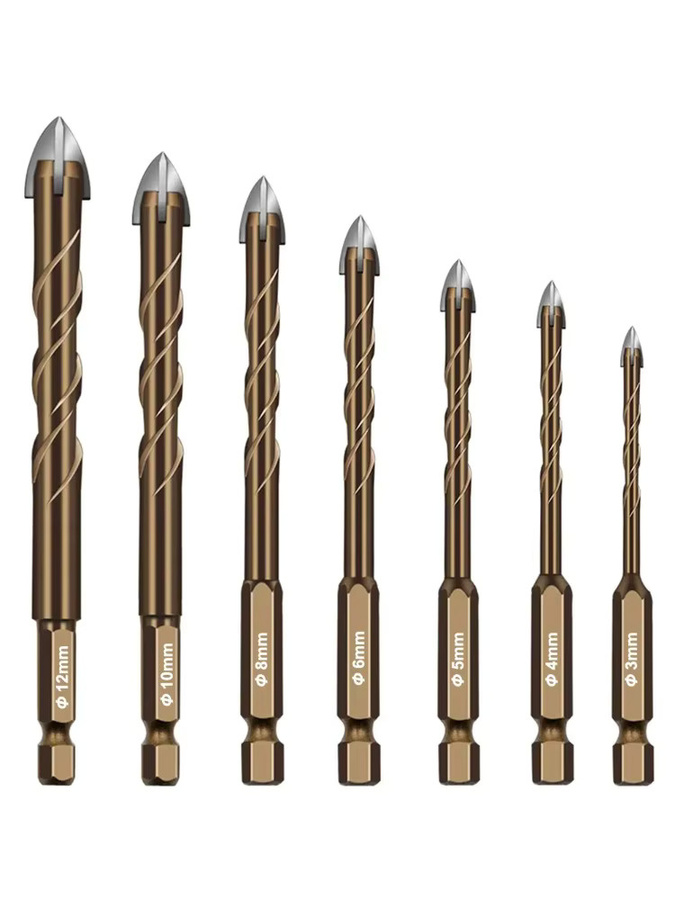 PMMJ 7-teiliges Kreuzfliesenbohrer-Set mit Sechskantschaft für Glas, Zement, Metall, Keramik, Holz, Kunststoff und Legierungen - Bild 6