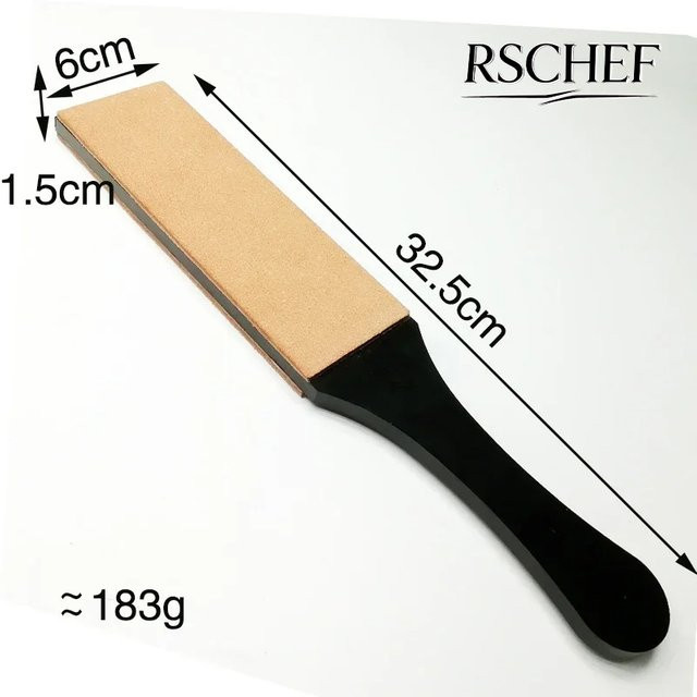 RSCHEF Doppelseitige Naturleder-Polierplatte mit Polierwachs-Paste zum Schärfen von Rasiermessern und Werkzeugen - Bild 1