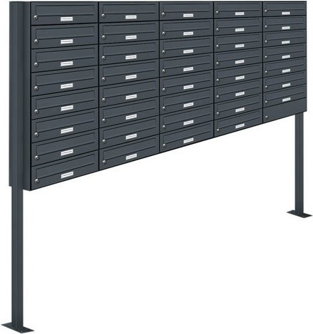 AL Briefkasten für 39 Parteien, freistehendes Briefkasten-System in Grau, B: 153,344 cm, H: 170,0 cm, T: 27,5 cm - Bild 1