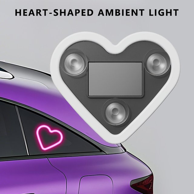 Solarbetriebene drahtlose LED Herz-Atmosphärenlampe für das Auto und Fenster zur Innenraumgestaltung - Bild 1