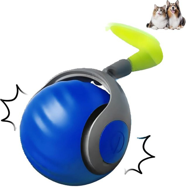 MARKET-3 Katzen Spielzeug Ball, elektrisch, mit Feder-Zerrer, blau - Bild 1