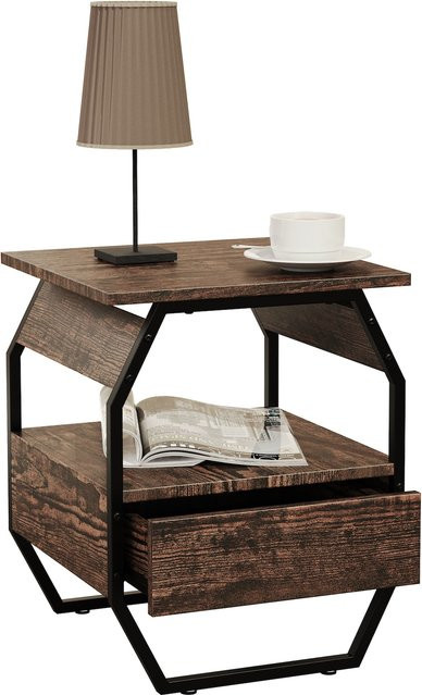 VCM Beistelltisch Aulari S in Braun aus Holz und Metall im Industrie-Style B: 50 cm, T: 40 cm, H: 40 cm - Bild 1
