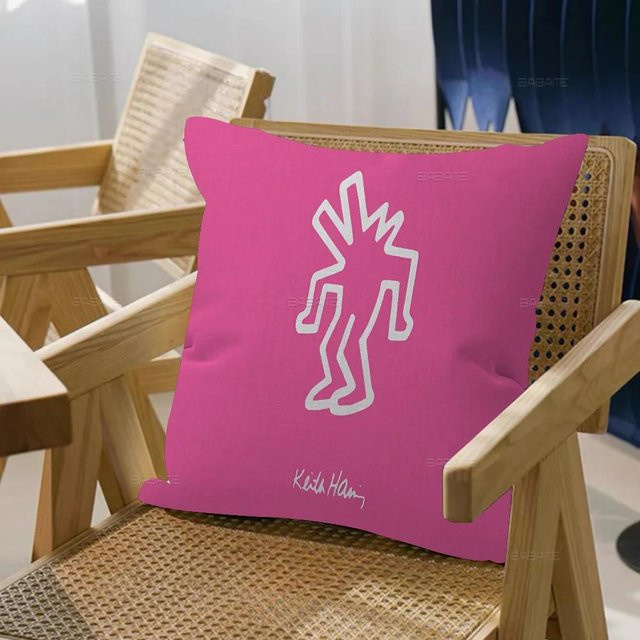 Bunter Kissenbezug mit Keith Haring Motiv von JMG Clothing, Mehrfarbig, B/B: 66 x 66 cm - Bild 1