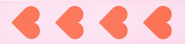 Rico Design Paper Poetry Taftband mit Herz-Motiv in Pink, Breite: 38 mm, Länge: 3 m - Bild 1