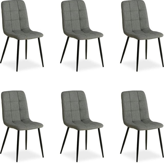 Homestyle4u Esszimmerstuhl 6er Set in Grau und Schwarz mit modernem Design - Bild 1