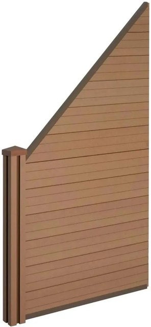 MCW WPC-Sichtschutz Savoie Windschutz Zaun Erweiterungselement Schräg Links 0,98m Teak - Bild 1
