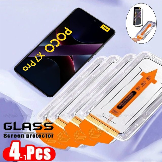 Xiaomi Poco X7 Pro Panzerglas Display Schutz mit Vollabdeckung und Kleber, Transparent - Bild 1