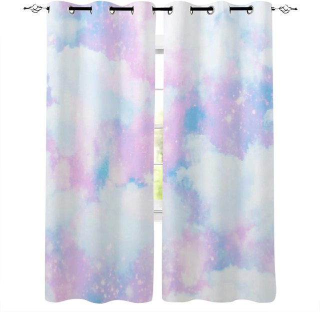 Yiran Furniture Fenstergardinen Set mit rotem Wolkenmuster auf schwarzem Hintergrund, 2 Stück, halbtransparent, Polyester, B: 50 cm, H: 130 cm - Bild 1