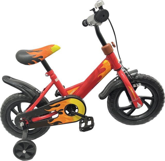 Nensit Kinderfahrrad 12 Zoll, Sportfahrrad mit Stützrädern, Rot Black - Bild 1