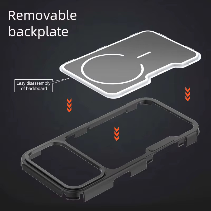 MagSafe Magnetische iPhone 17 Pro Max Handyhülle mit abnehmbarer Rückplatte und Metall-Objektivring in Blau - Bild 3