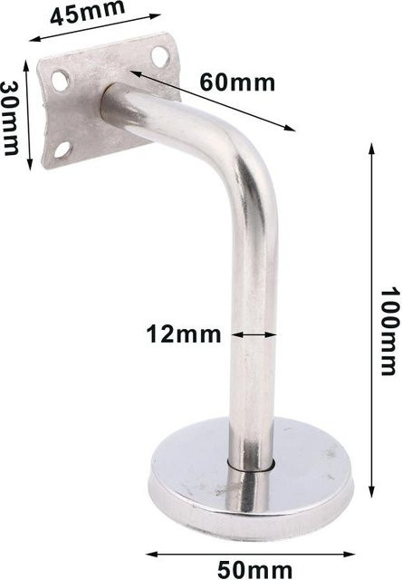 RunFree Edelstahl-Handlaufhalterung in Silber für Wandmontage, B/H: 60 x 100 mm - Bild 1