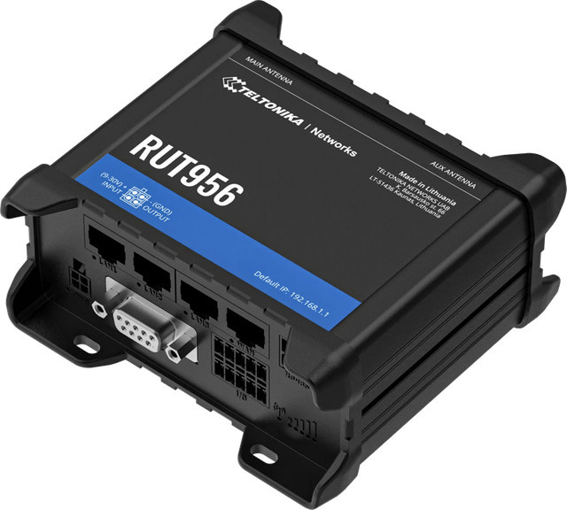 Teltonika RUT956 Industrieller LTE/5G Router mit Wi-Fi 4 in Schwarz - Bild 1