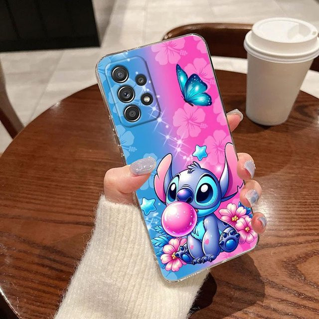 Stitch Clear Case Stoßfeste transparente Hülle mit Schmetterlings-Design für Samsung Galaxy A57 A56 A55 A54 A37 A36 A35 A34 A26 A17 A16 A15 A07 A06 mit Multicolor-Akzenten - Bild 1