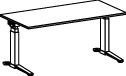 Schäfer Shop Genius ERGOSTYLE S Schreibtisch elektrisch höhenverstellbar, Rechteck, C-Fuß, Buche/Weißaluminium, B: 160 cm, T: 80 cm, H: 63,5-130,5 cm - Bild 1