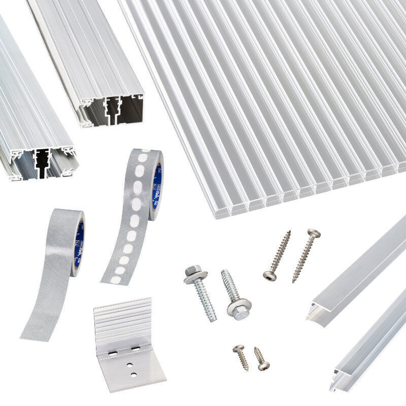 Scobalit Terrassendach-Set mit transparenten 16 mm Polycarbonat Stegplatten und hochwertigen Alu Verlegeprofilen - Bild 1