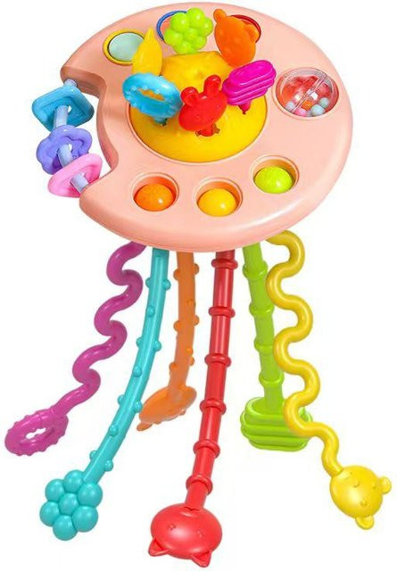 Binchi Montessori Ziehschnur Sensorisches Spielzeug, Silikon Beißring, ab 0 Jahre - Bild 1