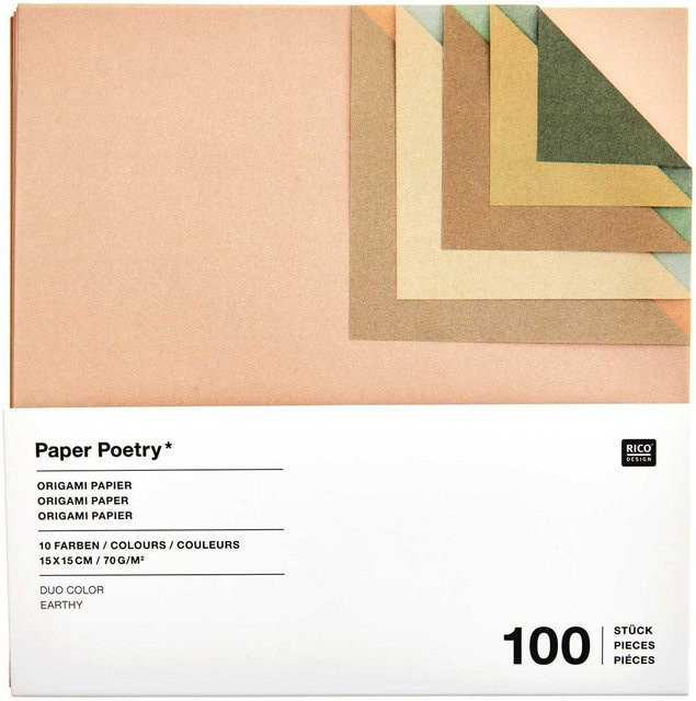 Rico Design Paper Poetry Origami Duo Color Faltblätter Earthy in Multicolor, 15 x 15 cm - Bild 1