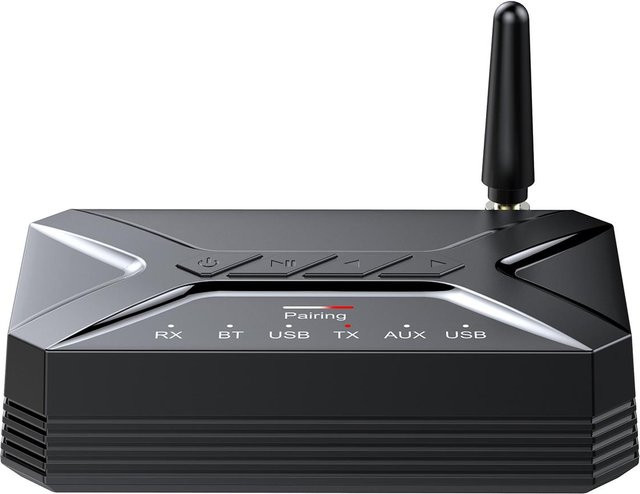 Andoer T-R22 BT5.0 Audio-Empfänger-Sender 2-in-1 kabelloser Bluetooth Audio-Adapter mit 3,5-mm-Klinke und USB-Cinch-AUX-Eingang, Schwarz - Bild 1