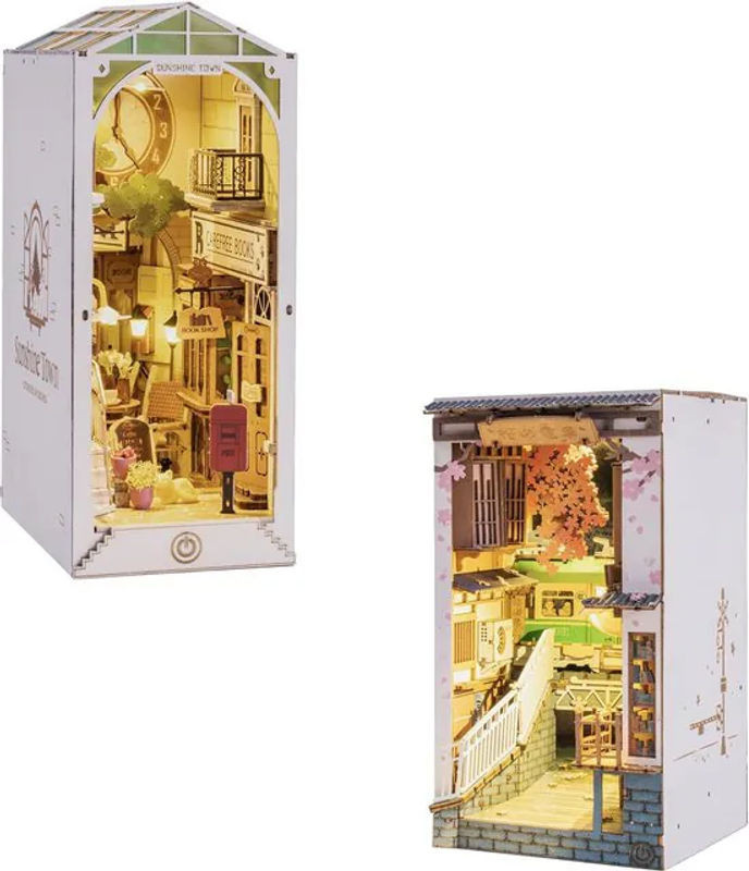 ROBOTIME Rolife Sunshine Town Bücherregal Deko-Set TGB02 aus Holz und Glas in Mehrfarbig - Bild 1