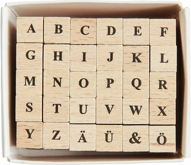Rico Design Mini Stempelset Buchstaben A-Z in Beige aus Buchenholz - Bild 1