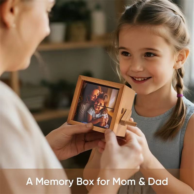 QKX Foto-Flip-Book-Rahmen aus Holz mit Licht und Handkurbel als personalisierte Foto-Animationsbox - Bild 6