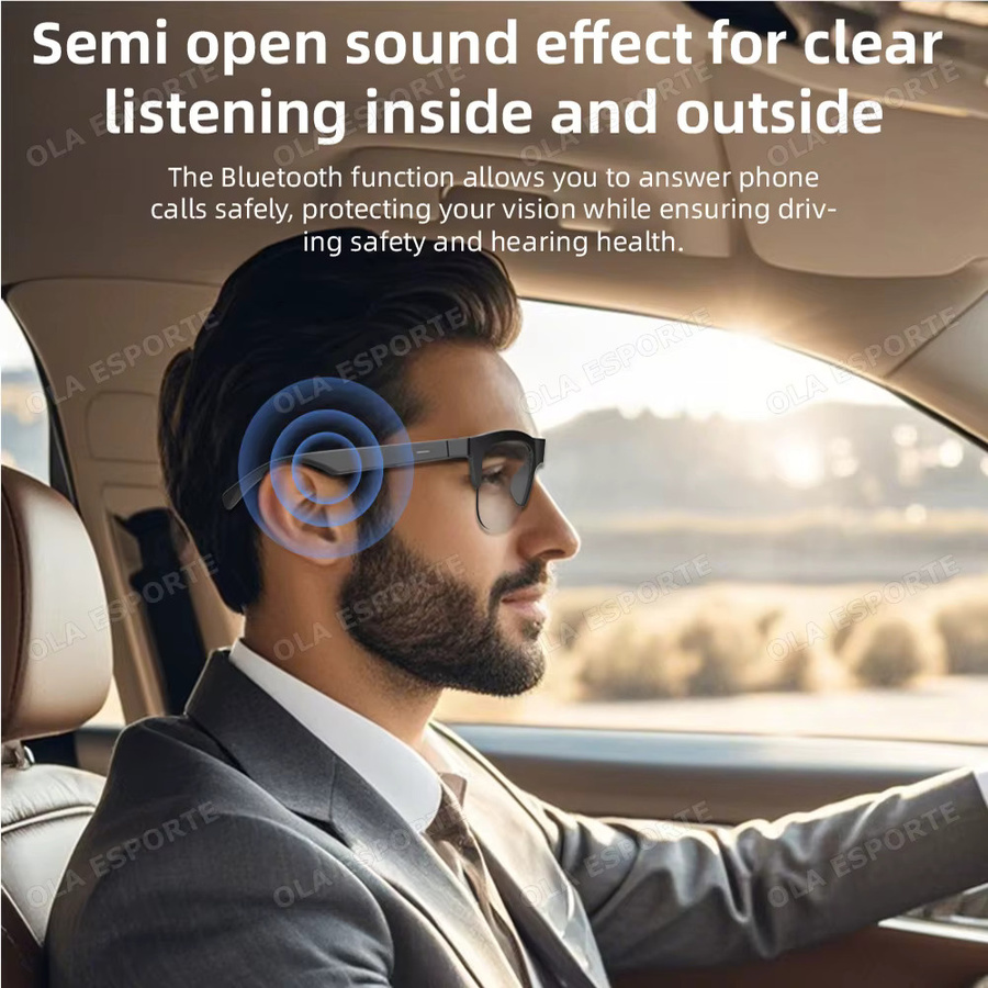 Ola Esporte Smart-Brille 2025 mit Bluetooth, Farbwechsel-Gläsern und UV-Schutz, Kopfhörerbrille für Männer in Schwarz - Bild 3
