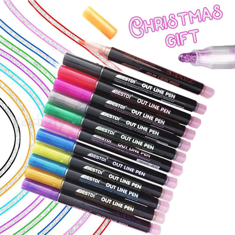 Kissbuty Doppel Linie Marker Set in Multicolour für Scrapbooking und Zeichnungen - Bild 4