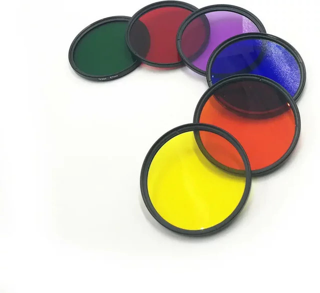 KIFAR Vollfarbfilter Set in Rot, Orange, Gelb, Grün, Lila und Blau zum Einschrauben für Sony und Nikon - Bild 1