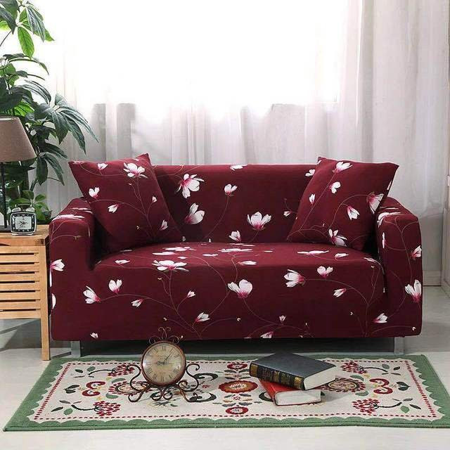 2er-Set elastischer Sofabezug mit Blumenmuster aus Stretch-Spandex inklusive 2 Kissenbezügen für deine Wohnzimmermöbel - Bild 1