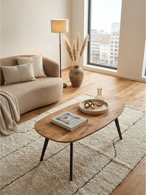 Couchtisch KADIMA DESIGN aus Akazie Massivholz in Nierenform, Farbe Braun, B/T/H: 110 x 45 x 60 cm - Bild 1