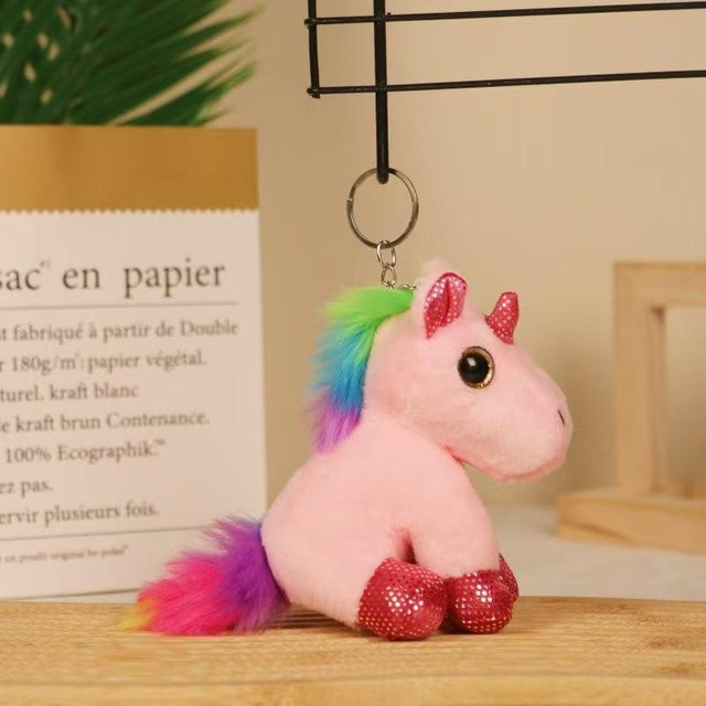 Einhorn-Puppe Plüschschlüsselanhänger, rosa, 12 cm - Bild 1