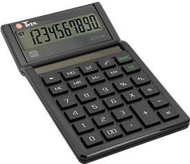 TWEN Tischrechner Eco 10 in Schwarz, solarbetrieben mit 10-stelligem Display, MU- und GT-Funktion - Bild 1