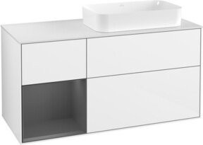 V&B Waschtischunterschrank Finion mit Wandbeleuchtung in Anthrazit und Weiß, B/T/H: 120 x 60 cm - Bild 1