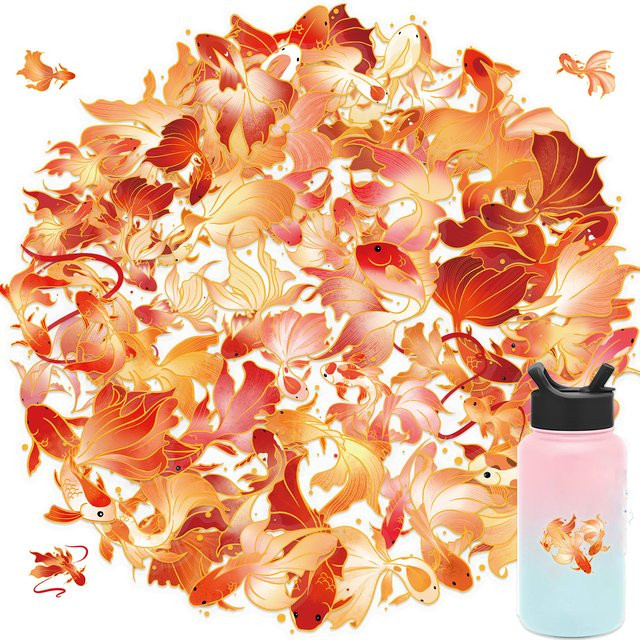 Koi Xianrui Dekorative Aufkleber Set aus transparentem PET für DIY Laptop Wasser Tasse und Taschen, Mehrfarbig - Bild 1