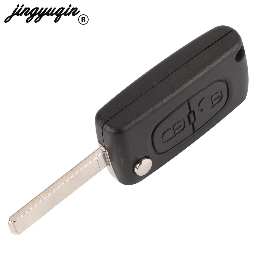 Jingyuqin Fernbedienung Autoschlüssel 433 MHz PCF7941 in Schwarz passend für Citroen C2 C3 C4 C5 Berlingo Picasso ID46 CE0523 ASK 2 Tasten VA2 Blabe - Bild 2