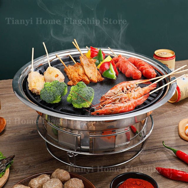 Tragbarer Edelstahl Holzkohlegrill in Silber für Outdoor, Camping und Zuhause mit Antihaftbeschichtung - Bild 1