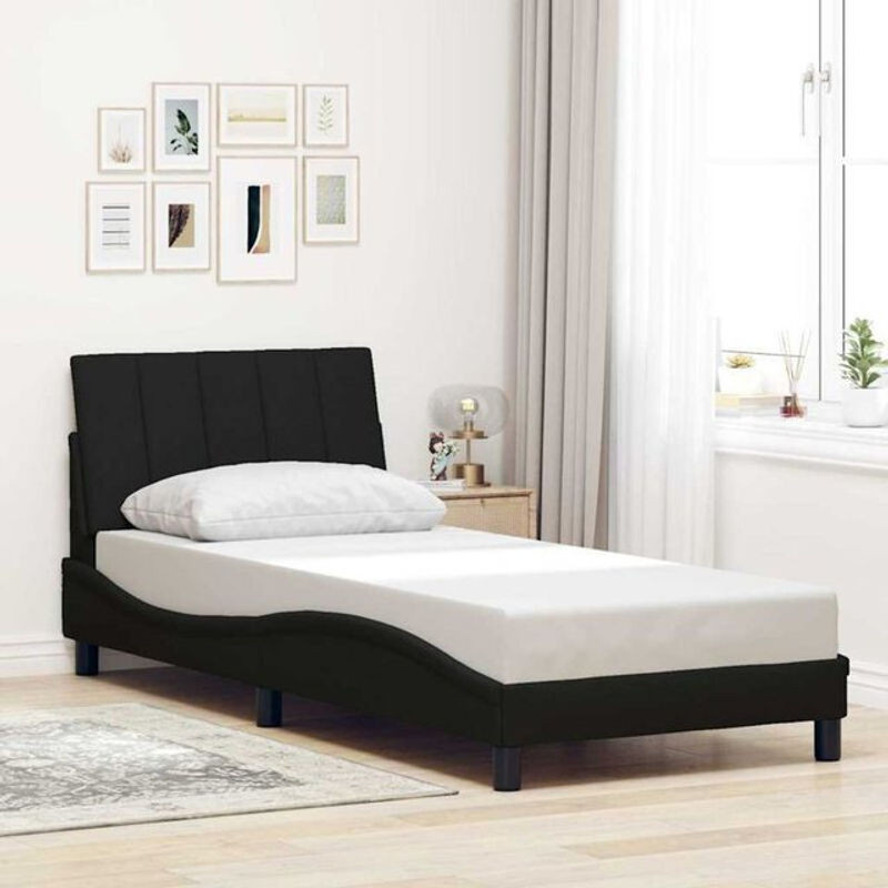 Modernes Polsterbett hanko von Vidaxl in Schwarz aus Stoff und Metall, B/T: 80 x 200 cm - Bild 1