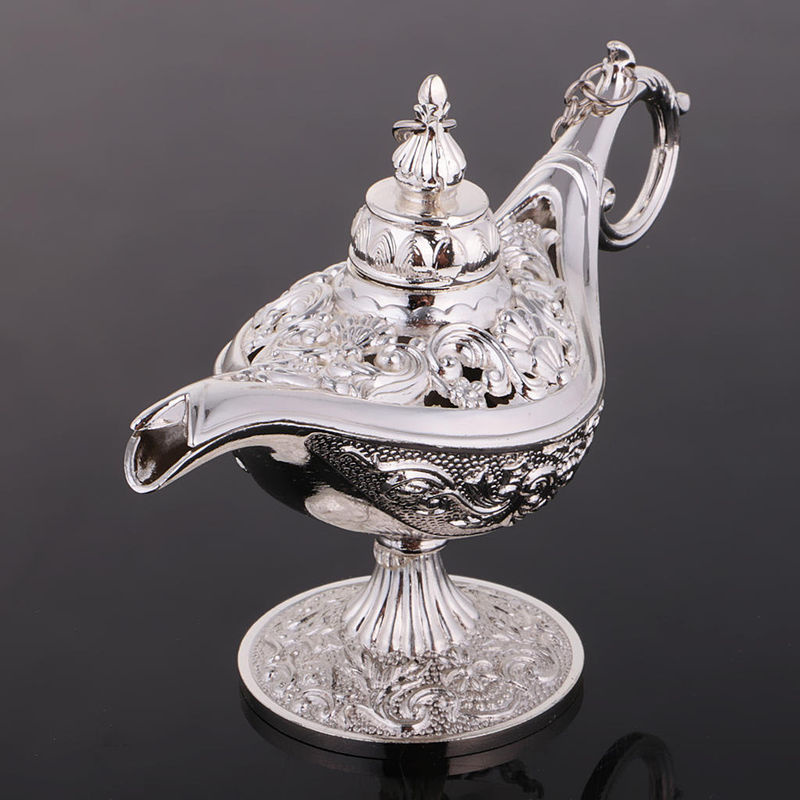 MagiDeal Schmuckschatulle Aladdin im Vintage-Stil aus Metall, Silber, florales Design - Bild 3
