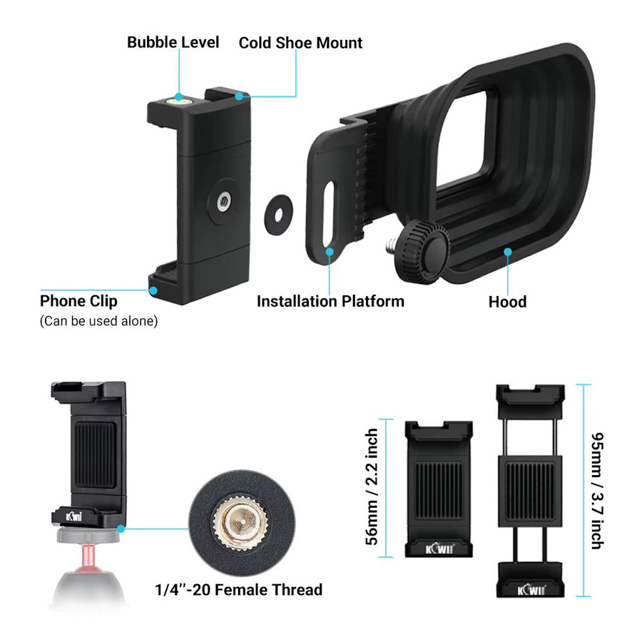 KIWIFOTOS Universelle Silikon-Gegenlichtblende in Schwarz zur Antireflex-Unterstützung für iPhone 15, iPhone 14 und Samsung Android Smartphones - Bild 6