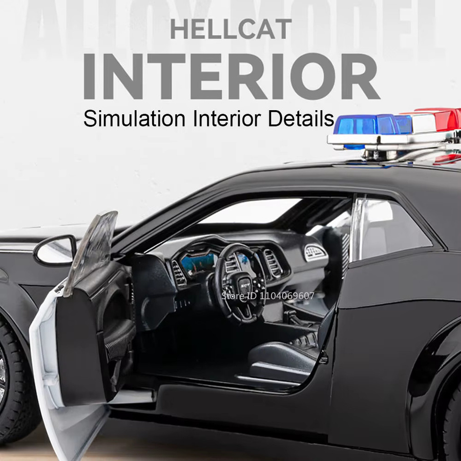 MAKEDA Hellcat Polizeiauto, Modell, 1:24, Metall, mit Licht und Sound - Bild 5